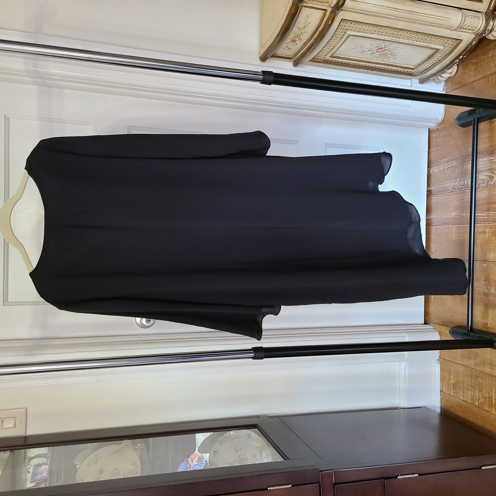 Adrianna Papell Asymmetrical Cut 3/4 Sleeves Black Evening Dress 16W NWT - Picture 12 of 12